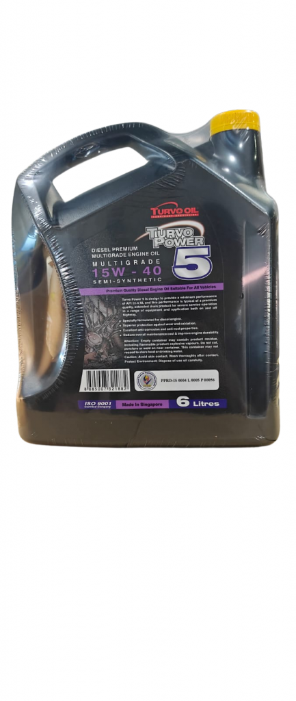 Semi Synthetic 15W-40 Diesel Engine Oil, Turvo Oil back