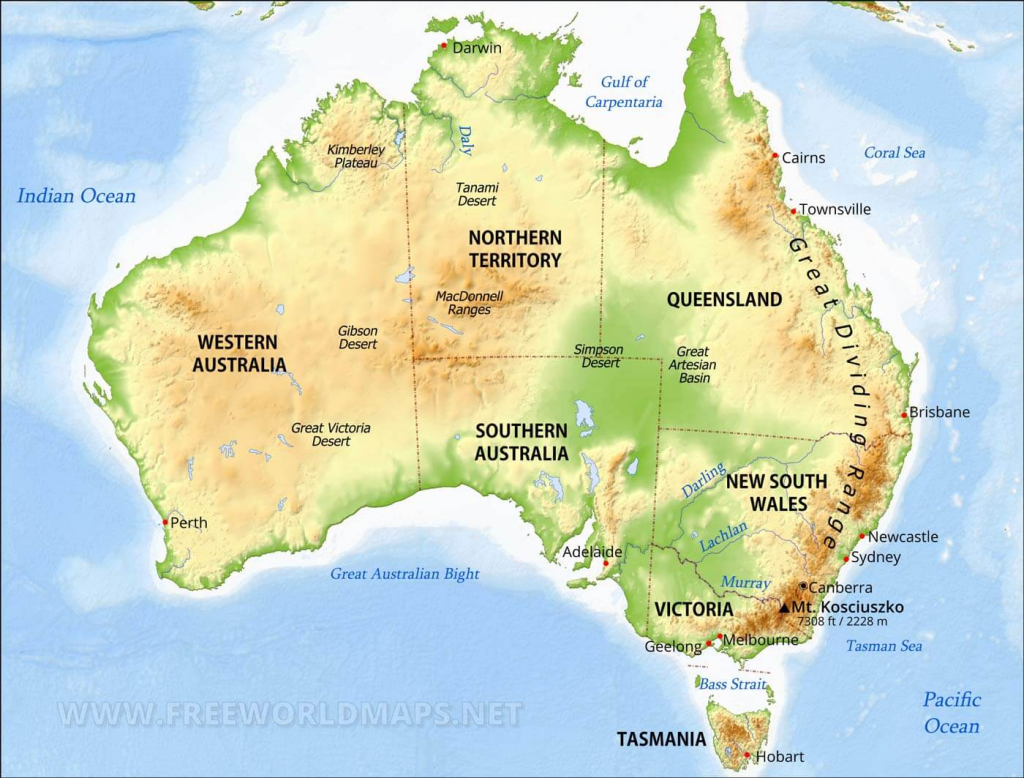 map of australia showing different zones